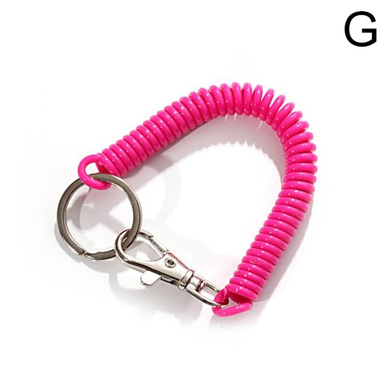 Elastischer Federseil-Schlüsselanhänger, Schlüsselanhänger, silberfarbener Metallkarabiner für Outdoor-Camping, Anti-verlorenes Telefon, Frühlings-Schlüsselanhänger