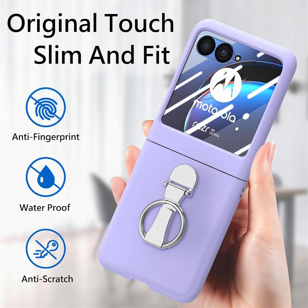 Asuwish Compatible with Motorola Razr Plus 2023 Case and Tempered Glass Screen Protector Back Bumper Metal Ring Holder Stand Kickstand Cell Phone