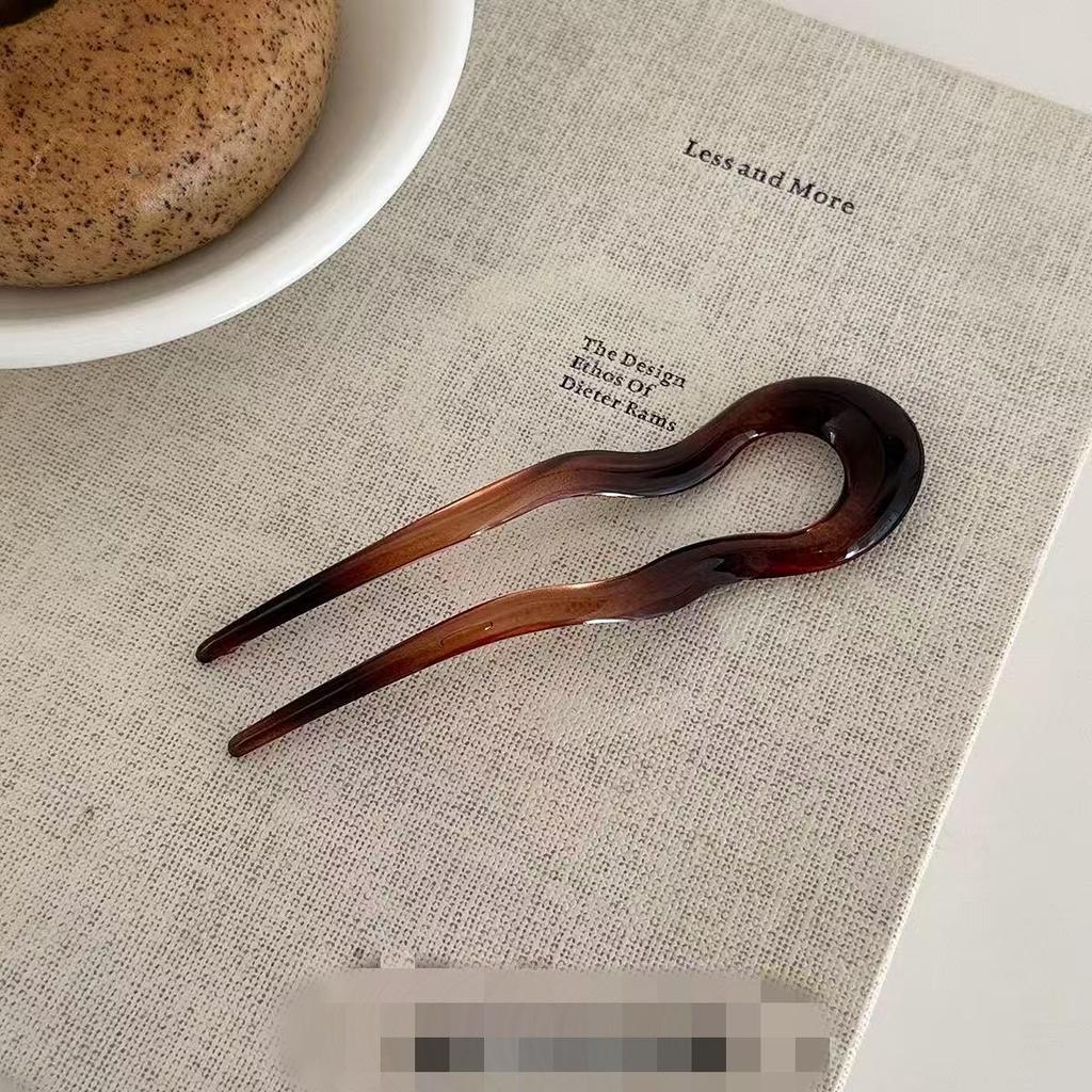 Elegant U-shaped Acrylic Hairpin for Women's Bun - New Chinese Style