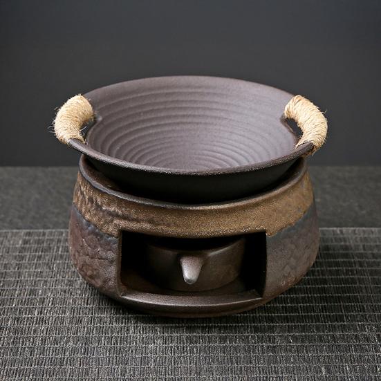 Ceramic Tea Warmer Candle Heating Stove with Pot Holder Aromatherapy Diffuser for Tea Warming Scent Release Home Office Meditation Decor