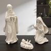 Resin Handicrafts Simulated Human Figure Sculpture Family of Three Christmas Birth of Jesus Decorative Figurines Home Decoration
