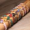Turquoise Bamboo Bead Bracelet – Gold Accent Adjustable Boho Jewelry, Protection Healing Gift for Women