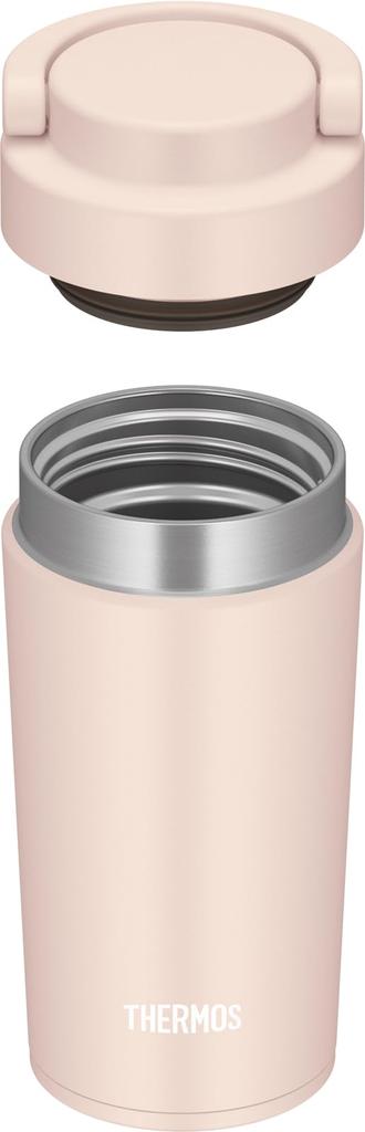 Bezpečná termoska na vodu, vakuově izolovaná přenosná sklenice s rukojetí 320 ml béžová růžová BEP [Model do myčky] JOV-320