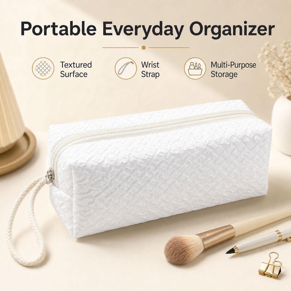 Zipper Closure Zipper Pouch Textured Surface Pencil Case High Quality Makeup Bag  Makeup Storage