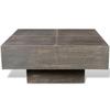  Solid Mango Wood Square Coffee Table, Dark Brown