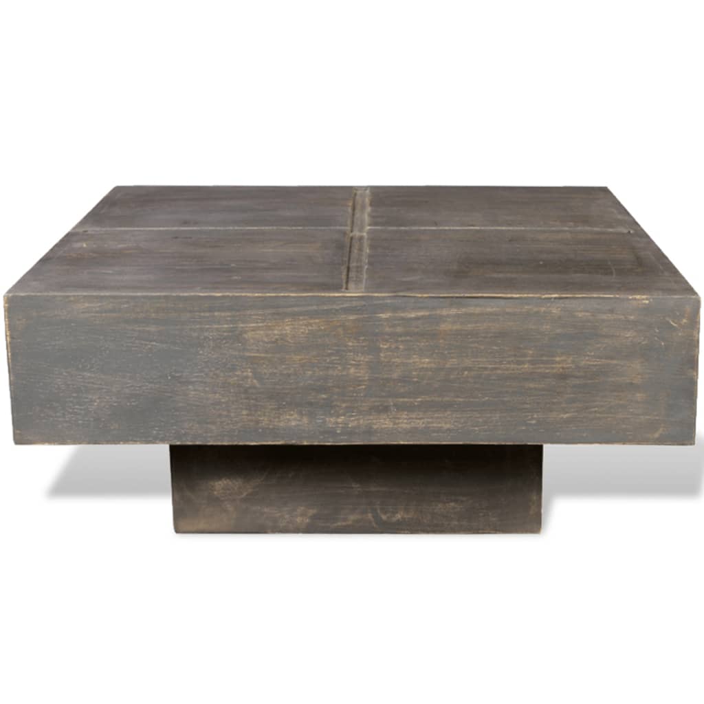 Solid Mango Wood Square Coffee Table, Dark Brown