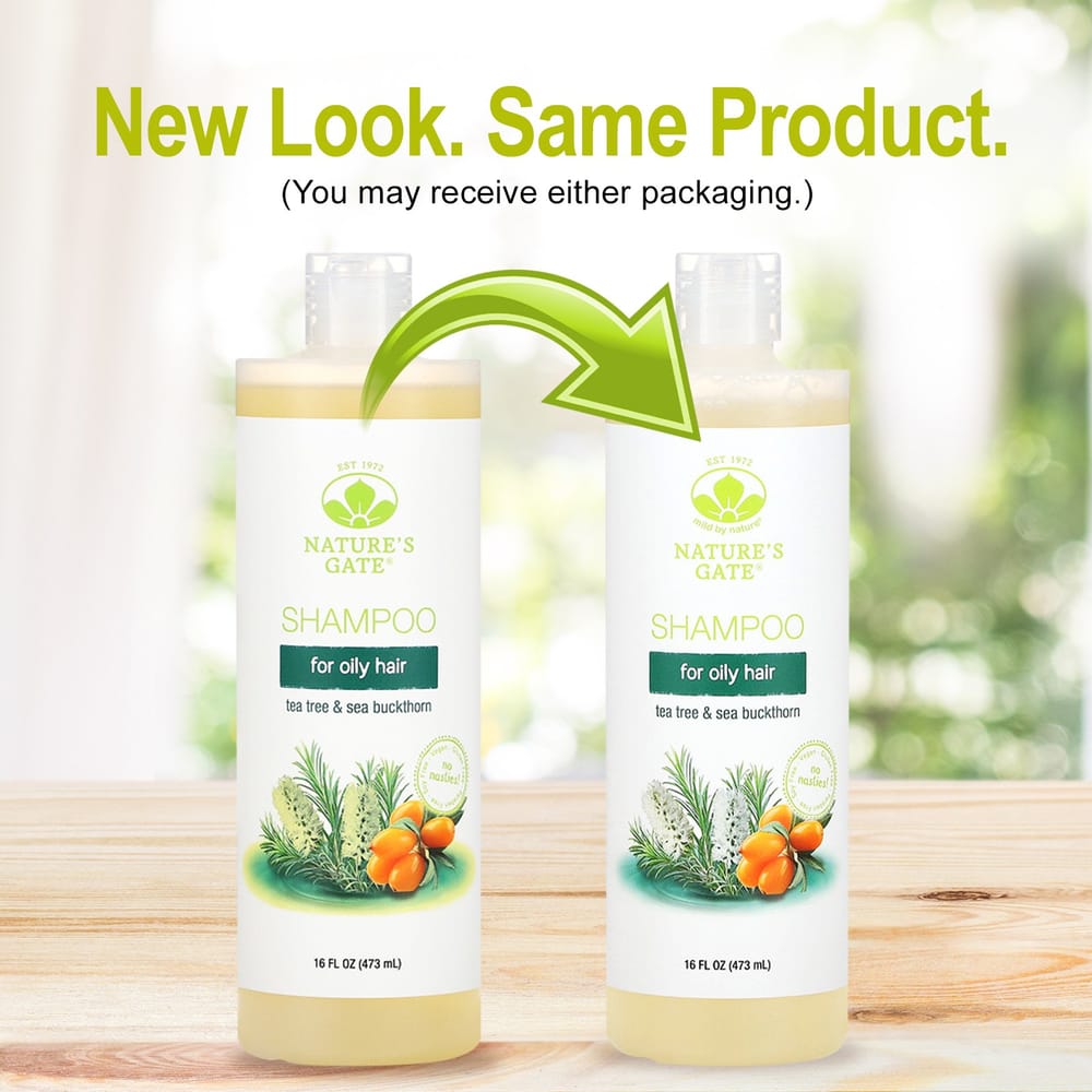 Natures Gate Tea Tree & Sea Buckthorn Shampoo for Oily Hair, 473ml (16 fl oz)