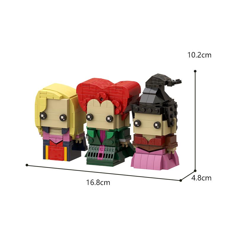 Buildmoc BrickHeadzs Hocus Pocused Action Figures Winifred Mary Sarah Building Blocks Movie Witch Three Sisters Bricks Toys Gift