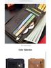 Cowhide Zipper Wallet with Multi-Card Slots, Anti-Theft Brush, Money Clip, and Photo Album