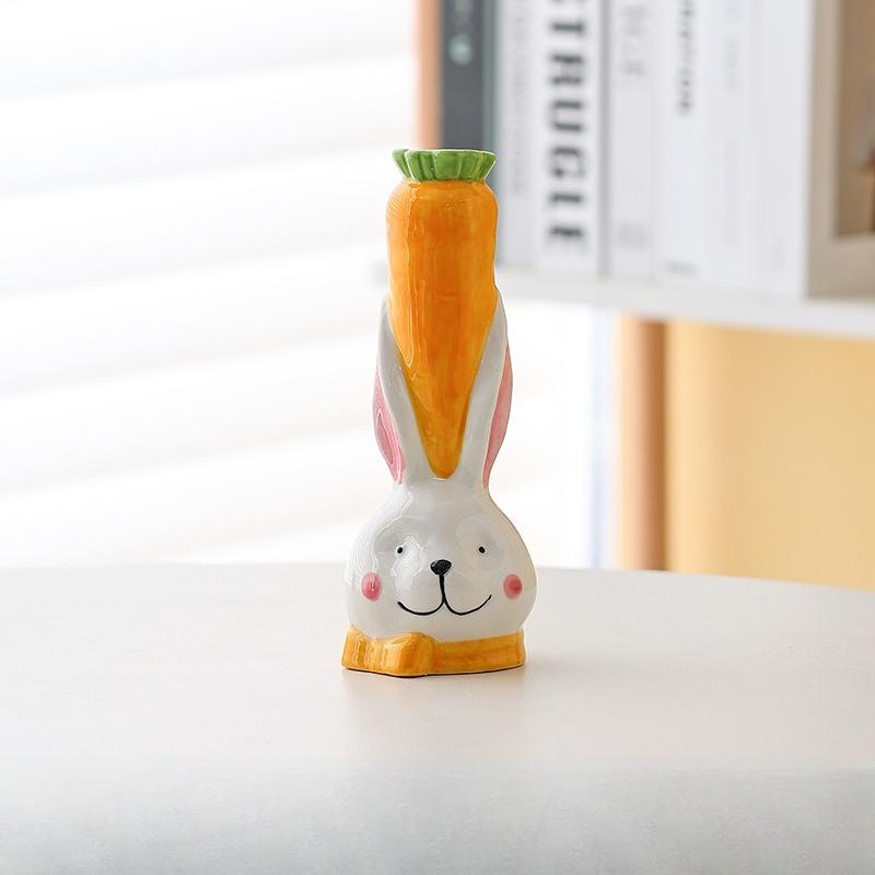 Art Cartoon Rabbit Vase Vase Ornament Living Room Flower Arrangement Desktop Decoration Housewarming Gift Japanese Creativity