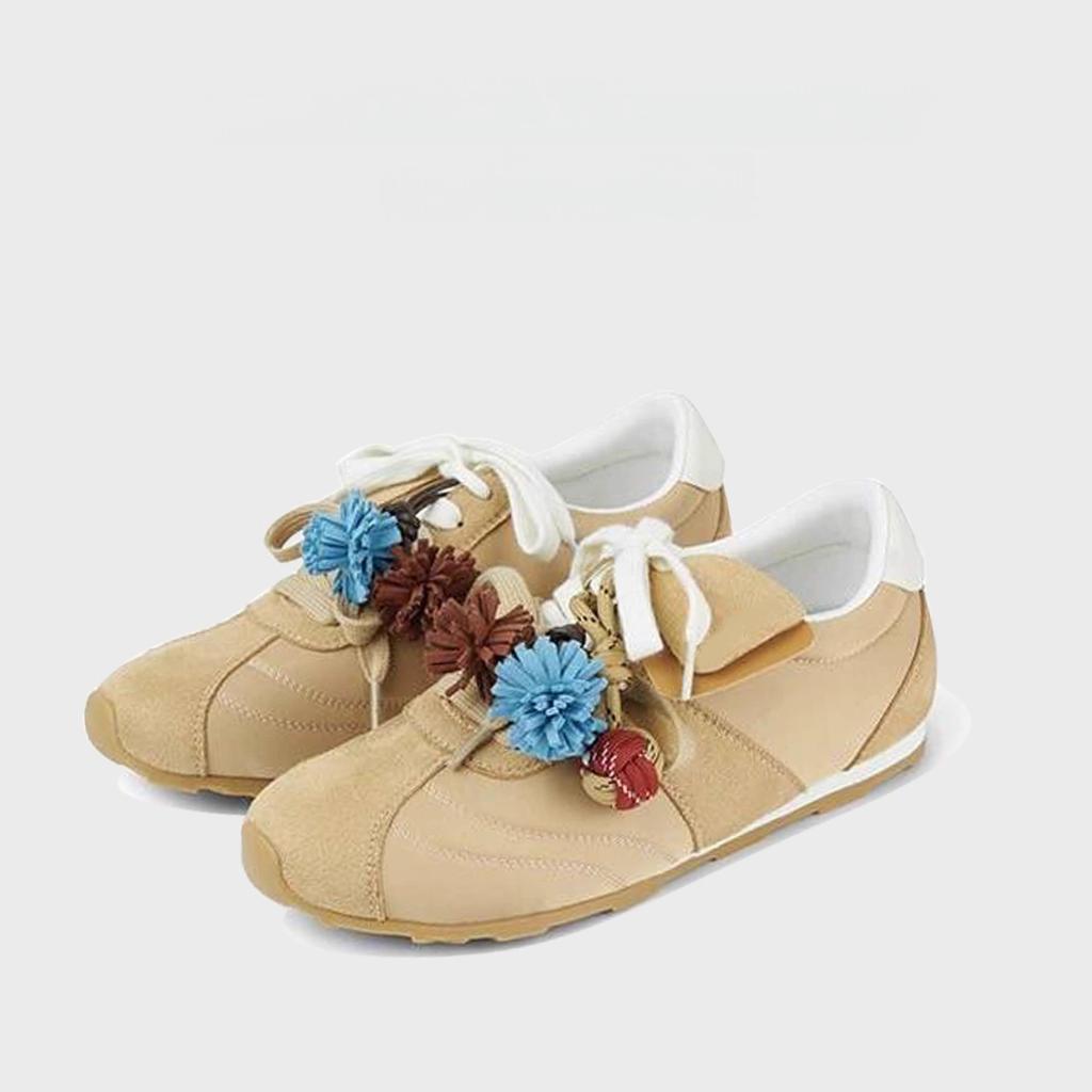 [Ruoji Original] Dexun Shoes Women's 2025 New Retro Color Matching Removable Shoe Flower Decoration Sports and Leisure Shoes