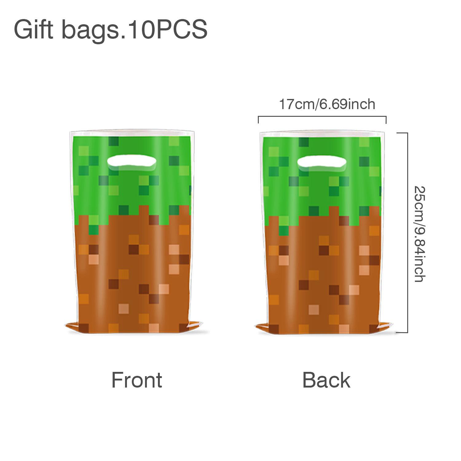 

Factory Direct Sales Pixel Style Theme Party Supplies Pixel Pennant Gift Bag Birthday Decoration My world gift bag 10pcs