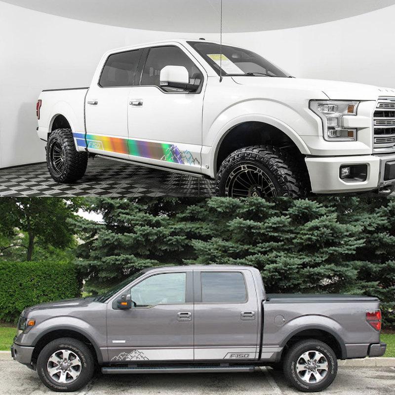 Pickup Door Side Decor Stickers For Ford F150 Raptor Truck Graphics Mountain Stripes Decals Vinyl Cover Auto Tuning Accessories