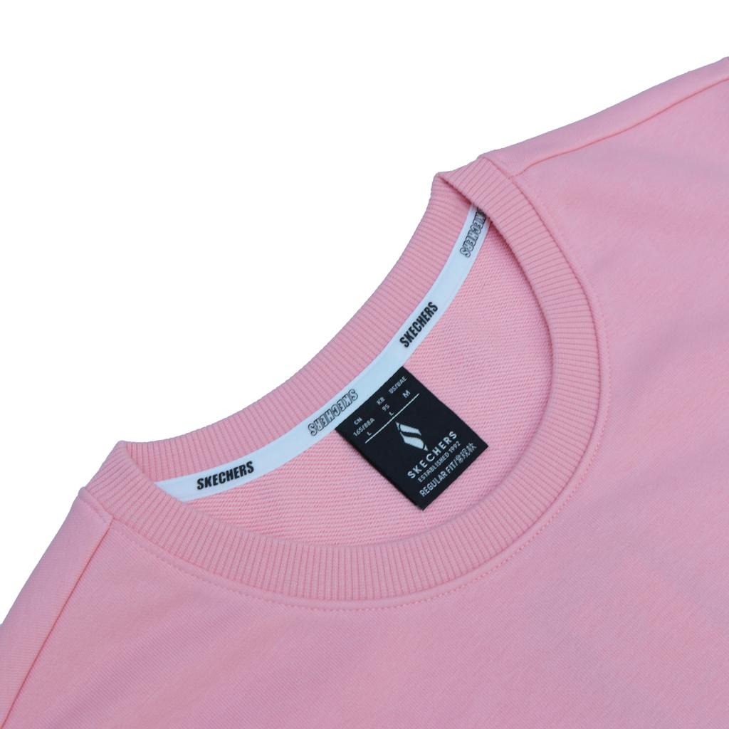 Skechers Retro Minimalist Series Printed Letter Logo Comfortable Solid Color Casual Loose Round Neck Sweatshirt Women sweatshirt Pink RF-L424W008-00K7