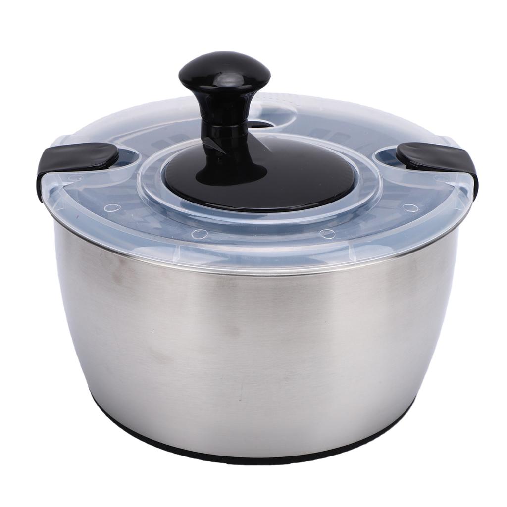 Stainless Steel Salad Spinner 5L Large Capacity Vegetable Washer with Crank Design Multifunctional Kitchen Tool