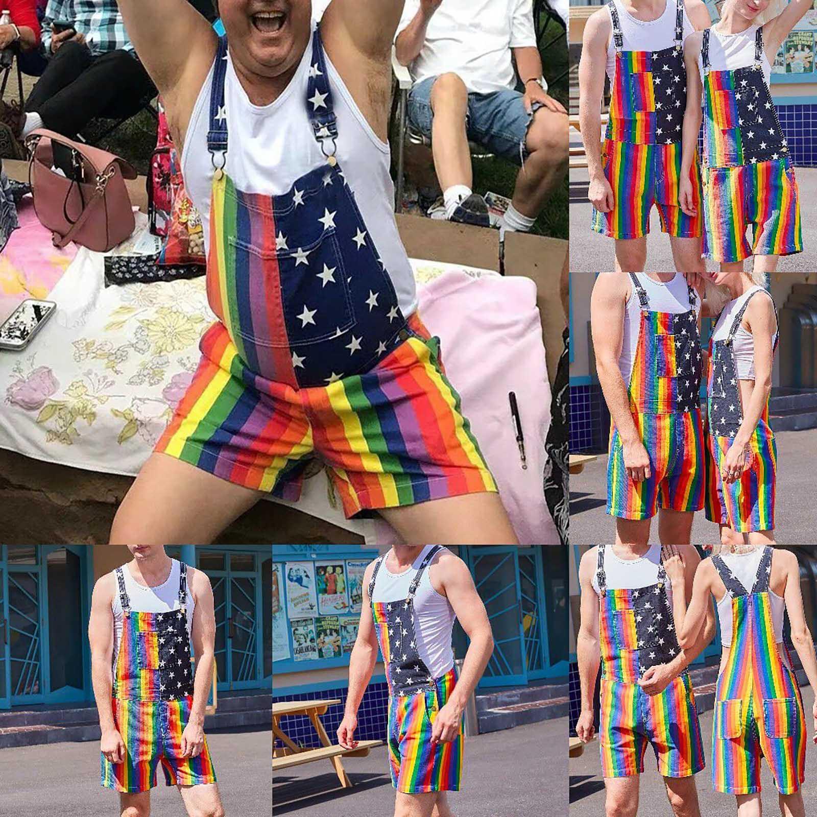 

Мужской День Независимости Mutil Карманные Джинсы Общий Комбинезон Уличная одежда Общие подвески