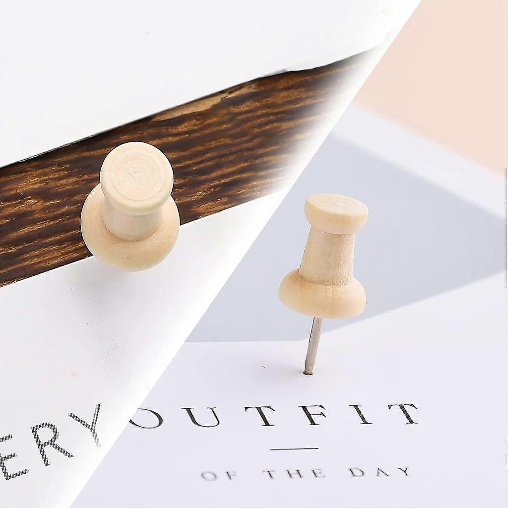 Wood Push Pins Map Tacks Marking Pins Wooden Map Thumb Tacks With Steel Point For Cork Bulletin Board Craft Projects (natural Color)100pcs
