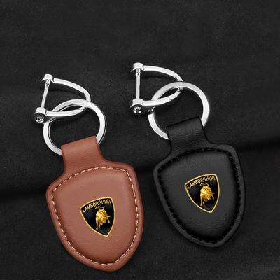 PU Leather Car Logo Key Ring Shield Keychain Men Women Pendant Gifts For Lamborghini Urus Huracan Aventador Premiu Accessories