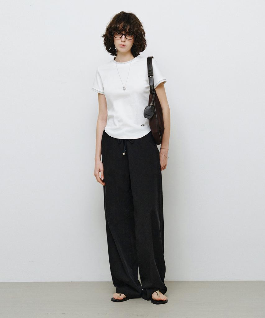 MONGDOL Essential String Cotton Pants Black Mdpt080Black