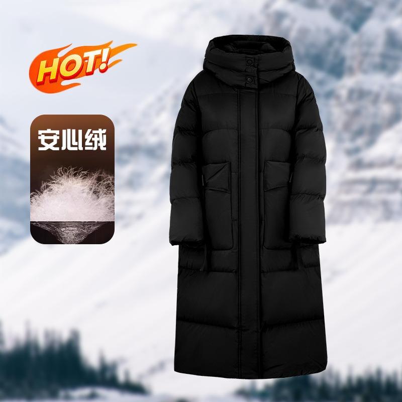 Winter New Down Jacket Women's Solid Color Fashion Long Stand-up Collar Big Pocket Jacket