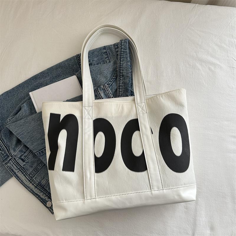 

Shoulder bag literary and simple large-capacity schoolbag new tote bag female and female students canvas bag белый