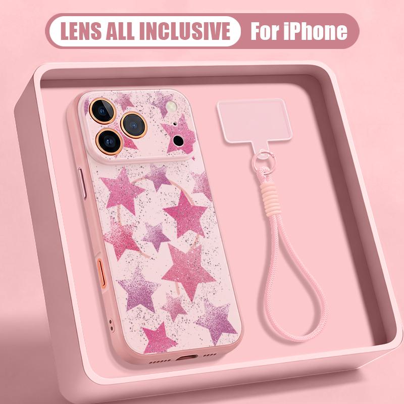 Colorful Stars Print Hand Strap Case For iPhone 17 Pro Max Hybrid TPU+PC Magnetic For Magsafe Matte Cover For iPhone 16 15 14 13 Pro Max