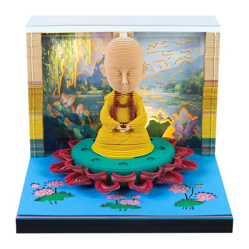 LED Light 2027 Desk Calendar with Artistic 3D Tear-away Feature Perfect for Desktop Organization