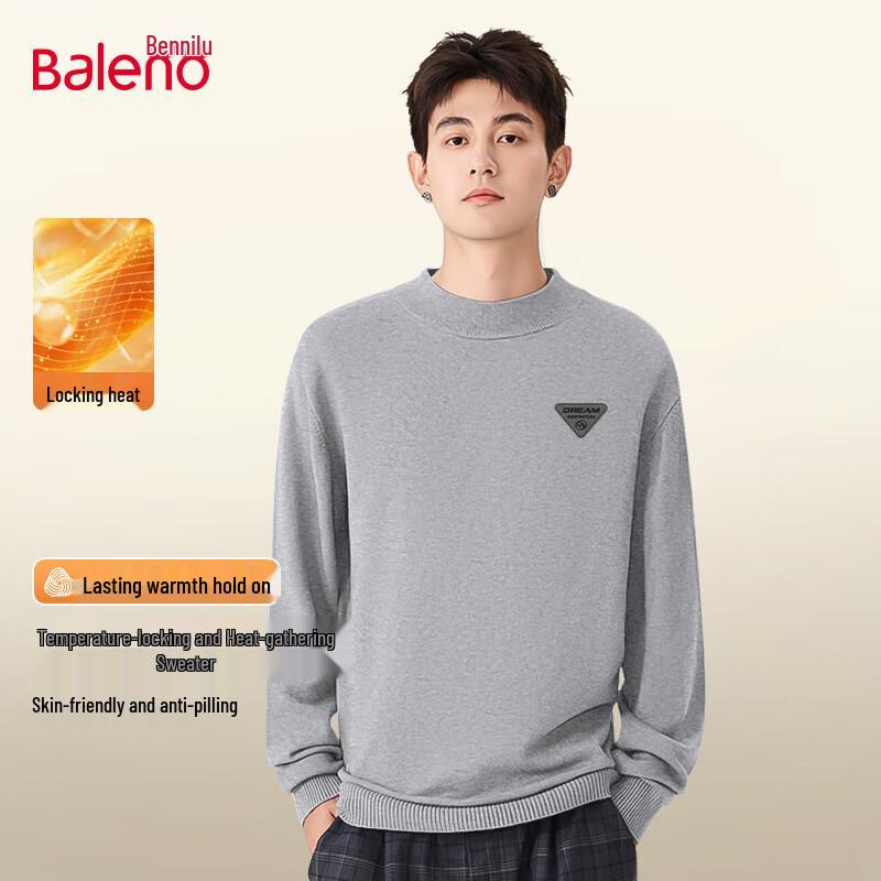 Baleno Men's Heavyweight Semi-High Collar Knit Sweater