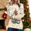 Women's Round Neck Top Printing Thickened Plush Cashmere Warm Long Top