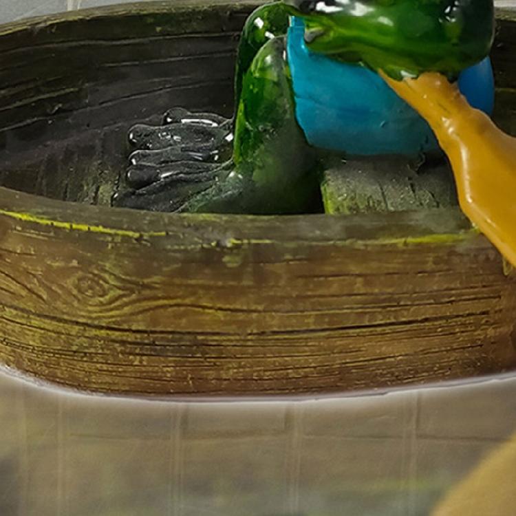 Unique Floating Turtles Frogs Sculpture With Rowing Theme Decorative Ornament For Outdoor Fountains Or Indoor Vignettes