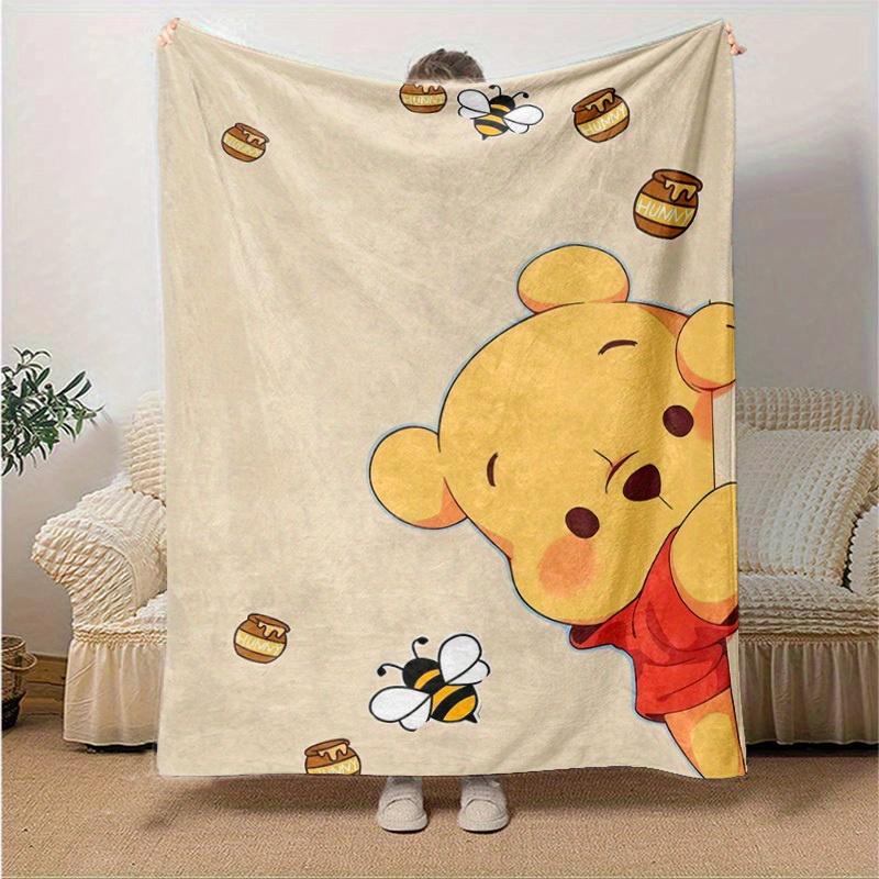 1pc Winnie the Pooh Honey Bee Print Blanket Cozy Throw for Home Decor, Couch Cover, Outdoor Use, Travel