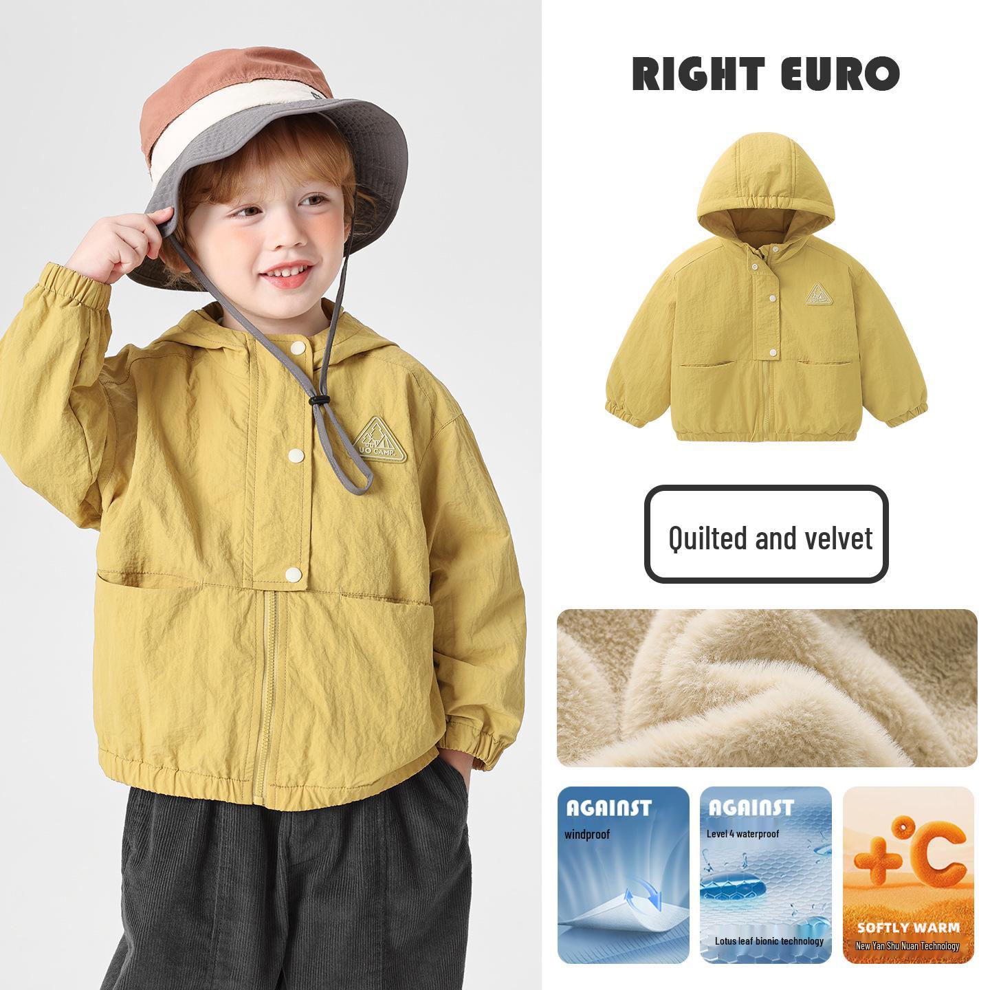

2025 New Boys Thick Cotton Jacket with Velvet Lining - Winter Wear for Kids 100cm