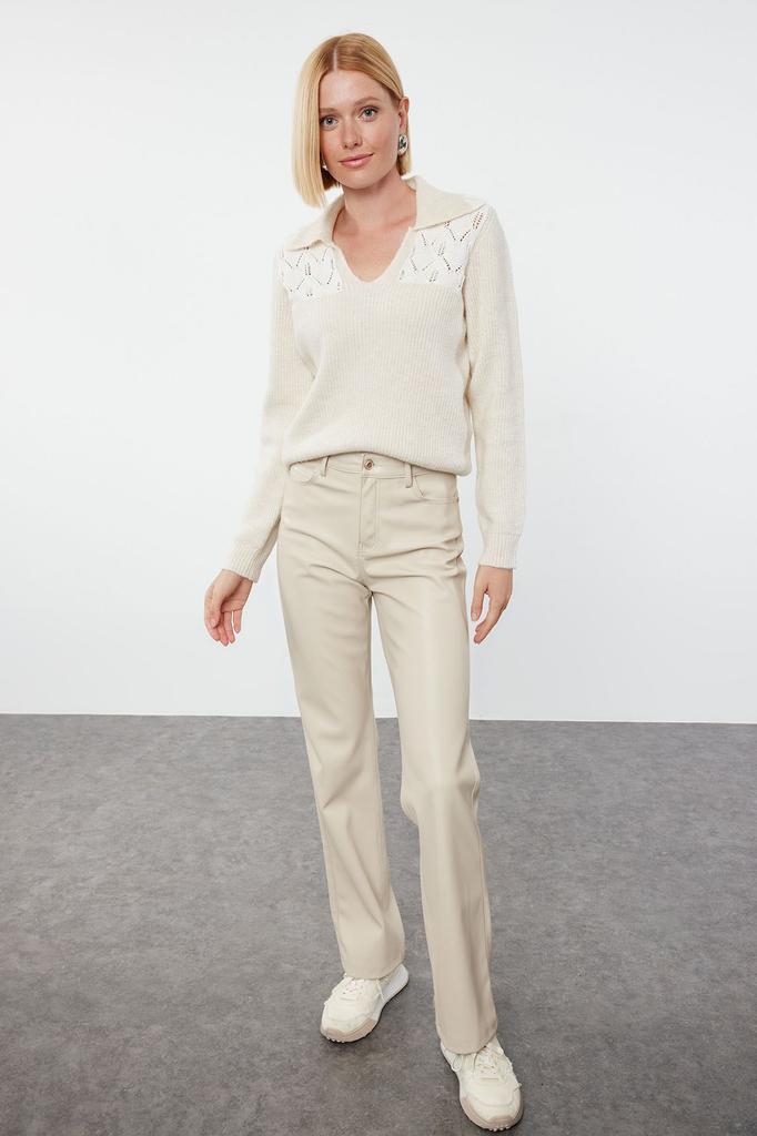 Women's Elegance Style Sweater Stone Embroidery Detailed Knitwear Sweater