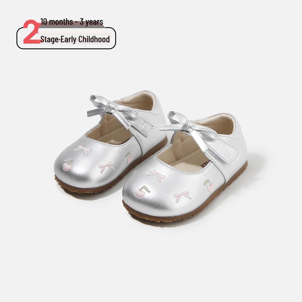 Spring 2026 Lace Trim Baby Pre-Walking Shoes: Soft Leather, Non-Slip Sole for Girls