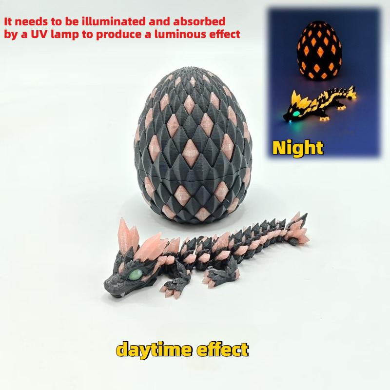 3D Printed Colorful Luminous Crystal Dragon Toy Joint Movable Simulation Animal Gemstone Dragon Model Desktop Decor Decoration