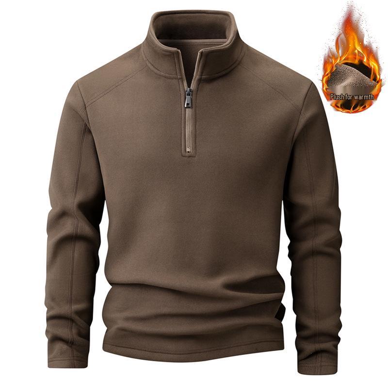 Men's Trendy Stand-Up Collar Fleece Sweatshirt, L-9XL, for Autumn/Winter