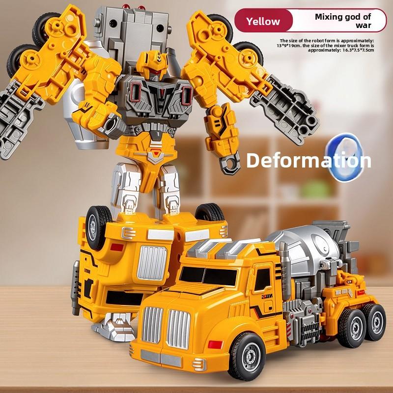 Boy Mecha Scale Model Engineering Mixer Transformed into Robot Children's Deformation Toys Playsets Birthday Gift Present