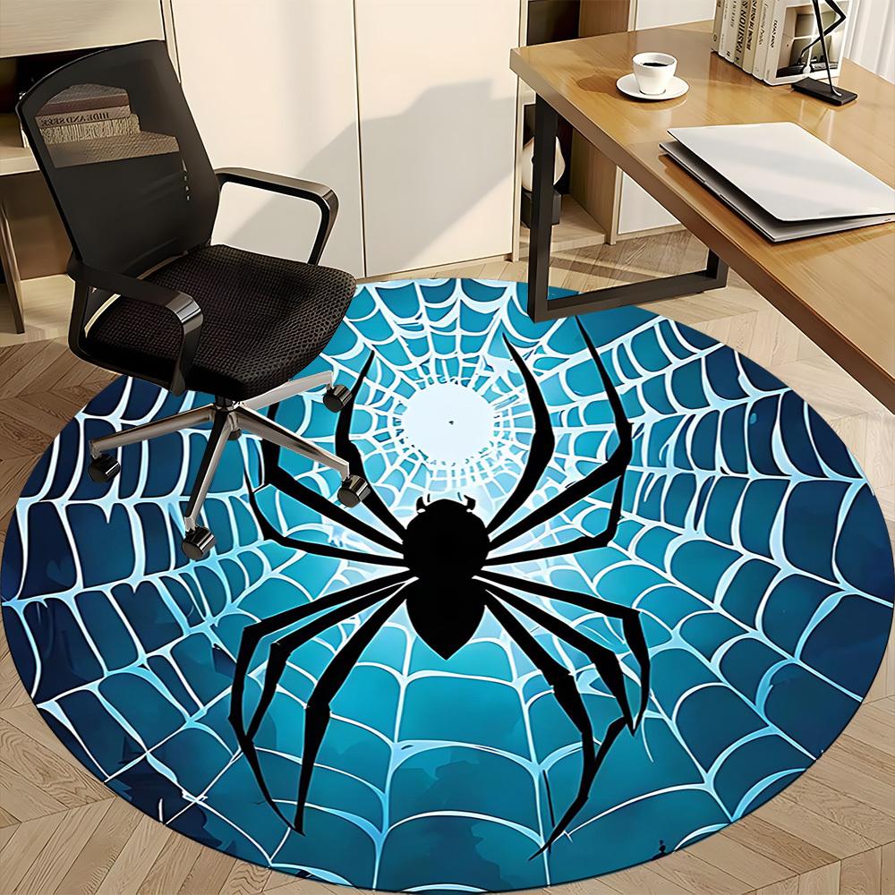 1PCSpider Web Office Round Area Rug,  Mat Suitable For Office, Under Office Chairs Bedroom Living Room Home Decor, Room Deco