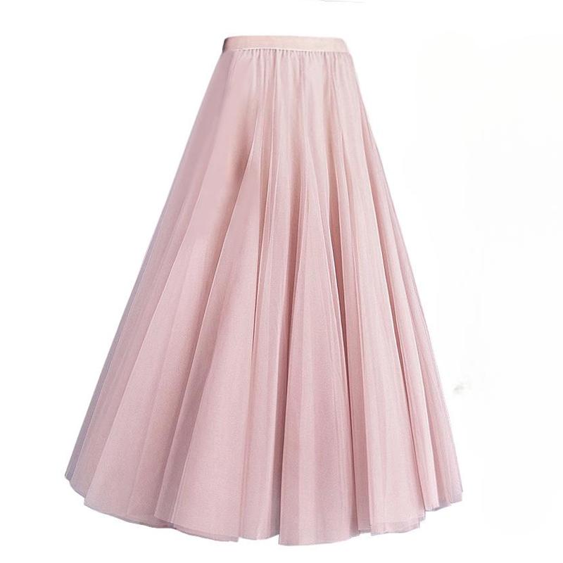 

Женская юбка, длинная юбка-качели, тонкая юбка феи с высокой талией до середины тела, танцевальная сетчатая юбка One Size