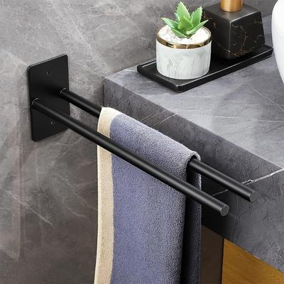 Towel Rack Hand Towel Holder No Drilling Wall Mounted Stainless Steel Space Saving Double Towel Bar for Bathroom