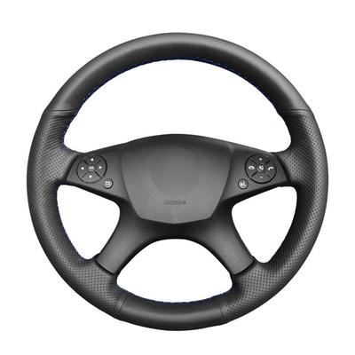 Black Artificial Leather Hand-stitched No-slip Car Steering Wheel Cover for Mercedes Benz C-Class W204 2007 2008 2009 2010 2011