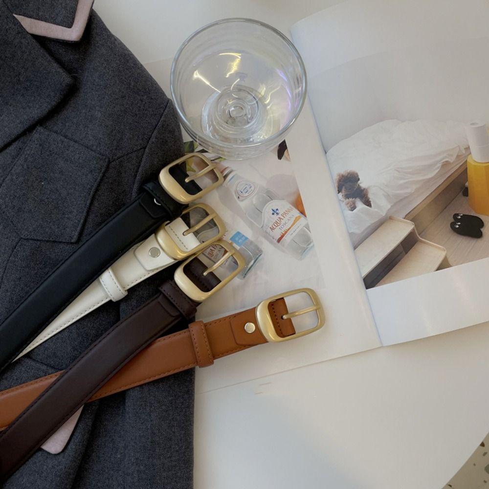 Waist Belt Square Buckle Belt Gold Thin Belt Elegant Dress Decoration