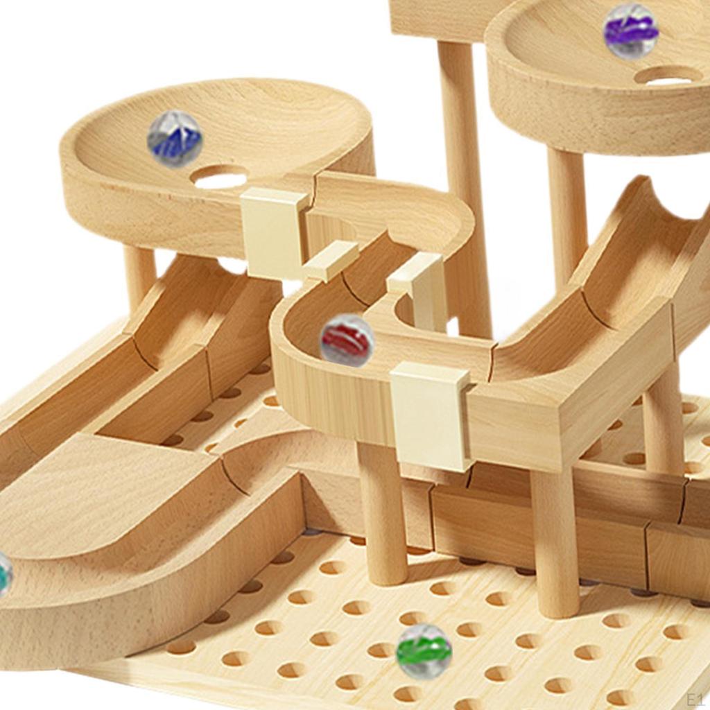 DIY Wooden Track Marble Toy Building Kits Jigsaws Toys Educational Blocks for Hobby