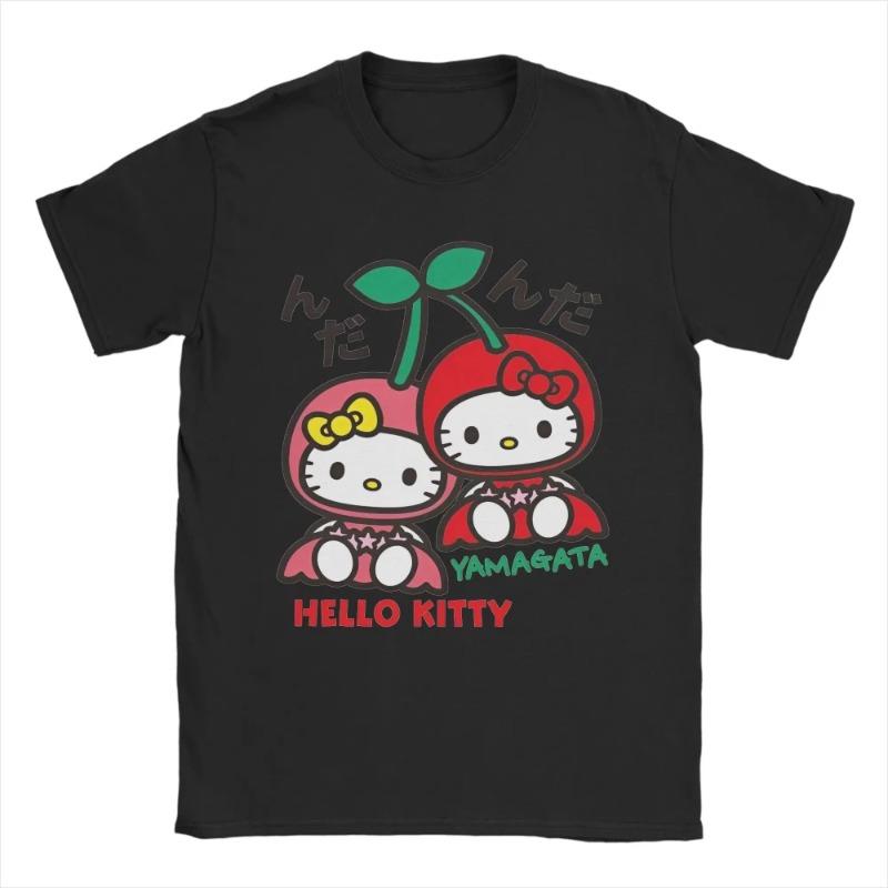 Hello Kitty Cherry Fun Printed Tshirt Suitable for Womens Tshirt Casual Fashion Round Neck Top Cotton Trendy Womens Top