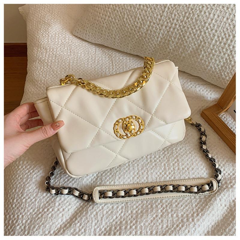 Rhombus Embroidery Thread Small Bag Women's New Fashion Versatile Chain Messenger Bag Exquisite Mini Square Bag