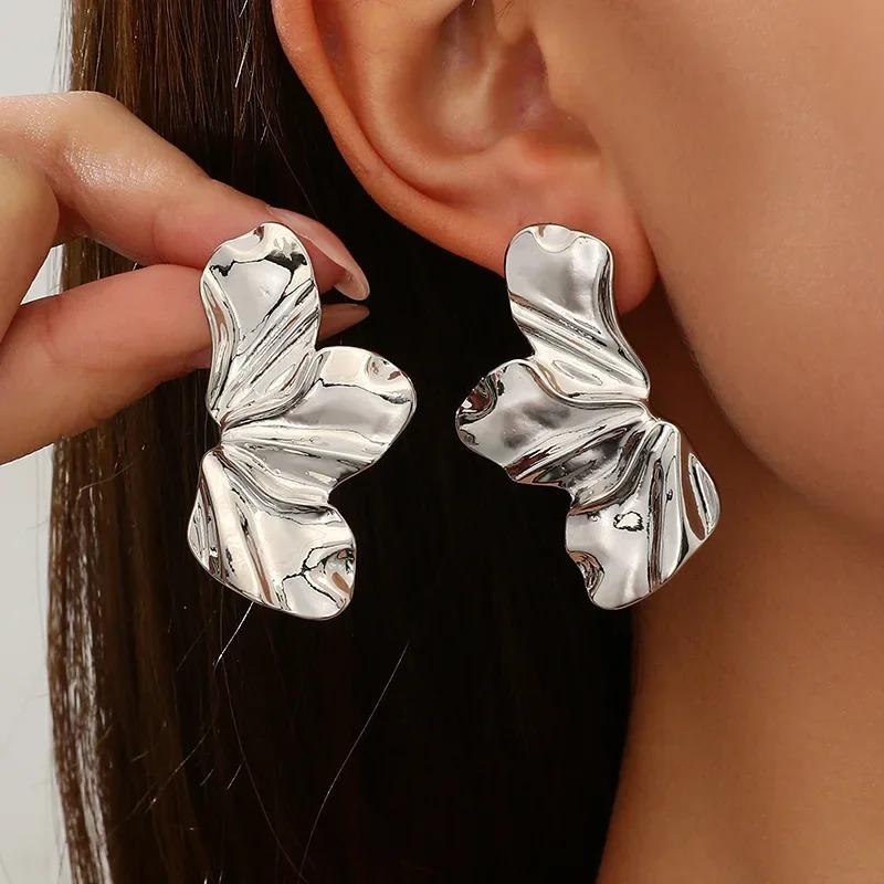 Vintage Stainless Steel Double-Layer Hoop Earrings For Women Fashion Geometric Round Drop Earrings Trendy Party Jewelry