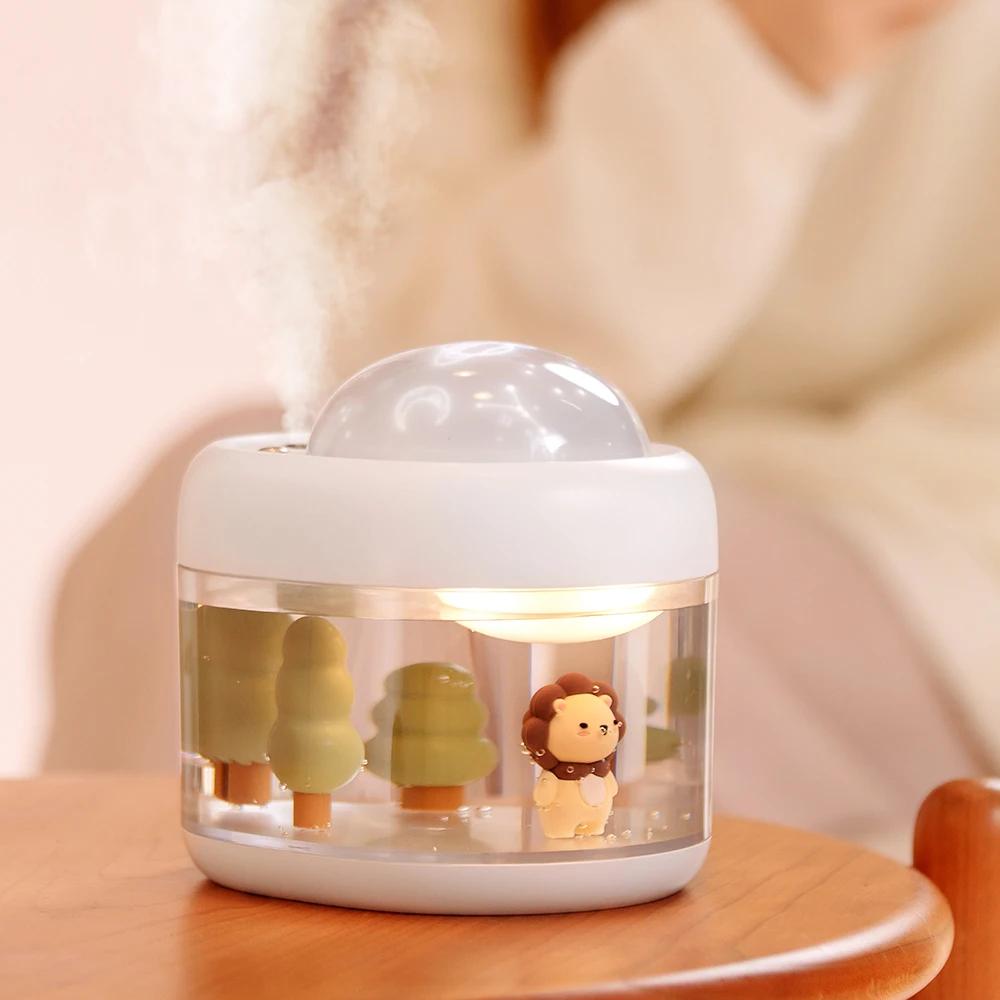 Large Capacity Portable Humidifier USB Charging 2000mAh Battery Projector Light Wireless Ultrasonic  Air Humidifier