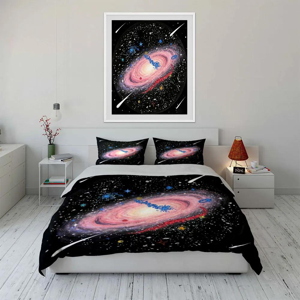 Galaxy-Themed Three-Piece Set Decor Soft Comfortable Duvet Cover Bedding Set Included 1*Duvet Cover & 2*Pillowcases gift