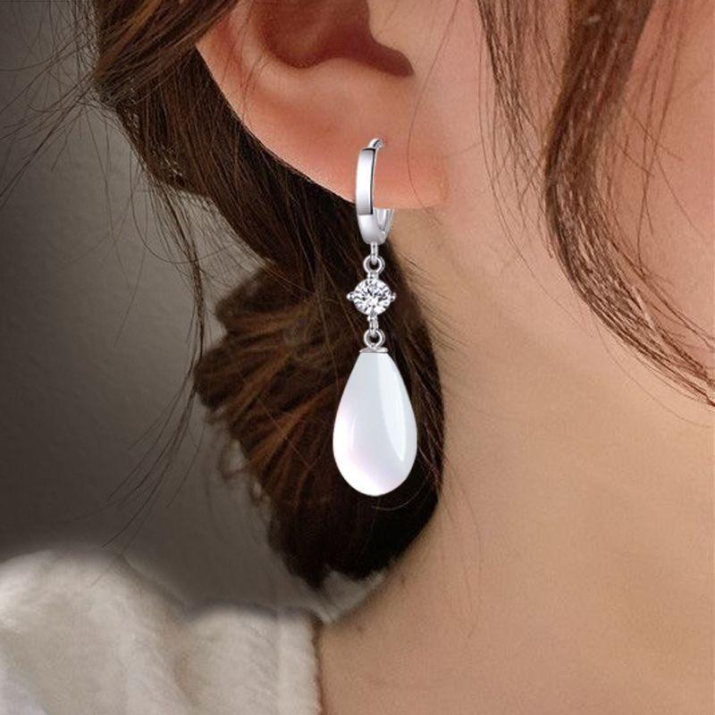 

Серьги из стерлингового серебра S925 с натуральным авантюрином, модные элегантные серьги, украшение «Ледяной нефрит», новый поступление 2025 Gap ear buckle with drill white jade water drop