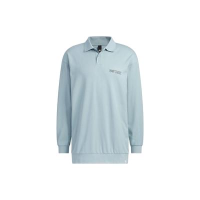 Graphic Long Sleeve Polo Shirt Men Tops Grey IK3509